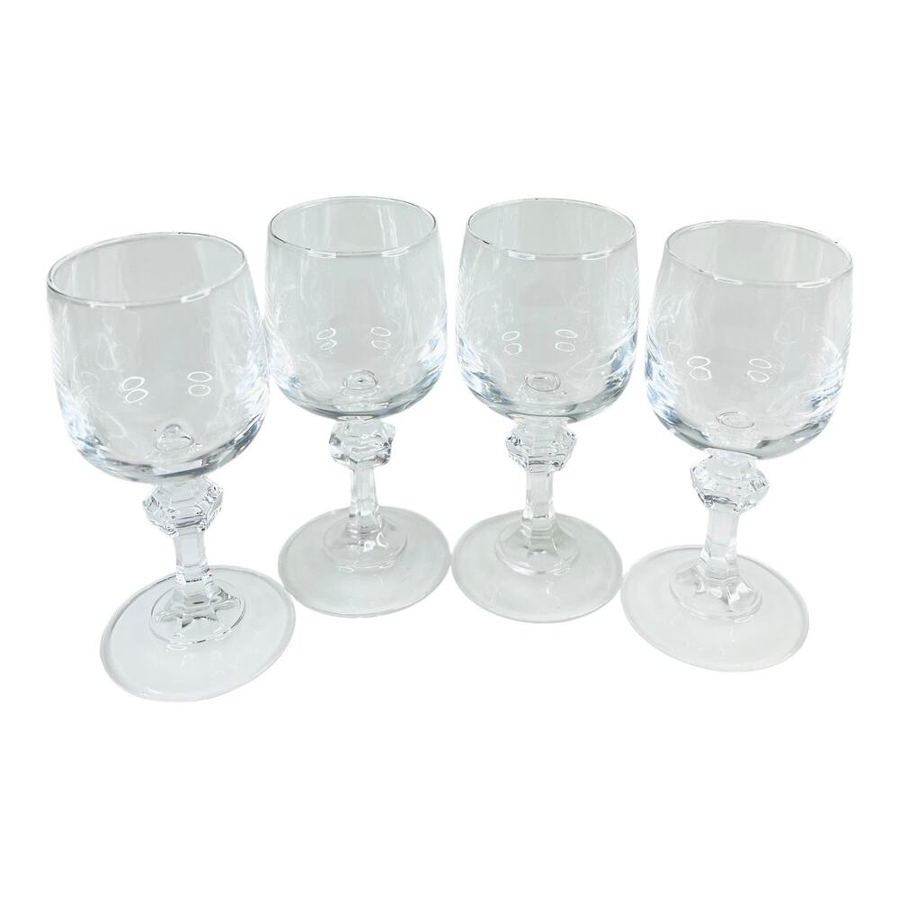 Bohemian Czech Crystal Cordial Glass Set 4 Cordial Dessert Wine 4.25" Mini Stems